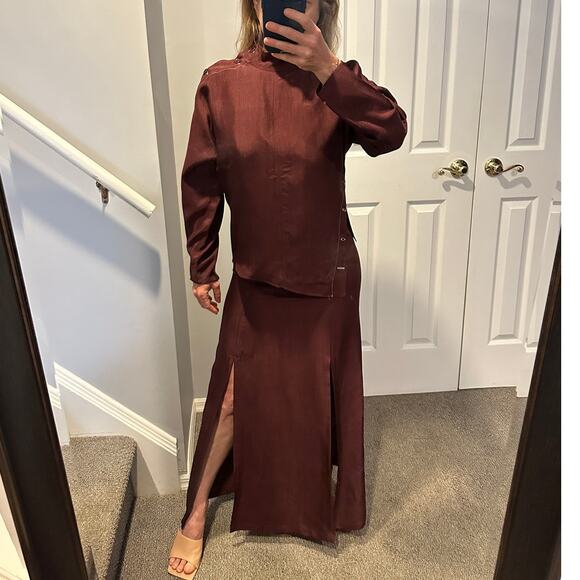 Róhe Rohe Fluid Slip Dress + Uneven Button Top Mulberry Burgundy 36 EU 4 US $990 - Picture 10 of 16